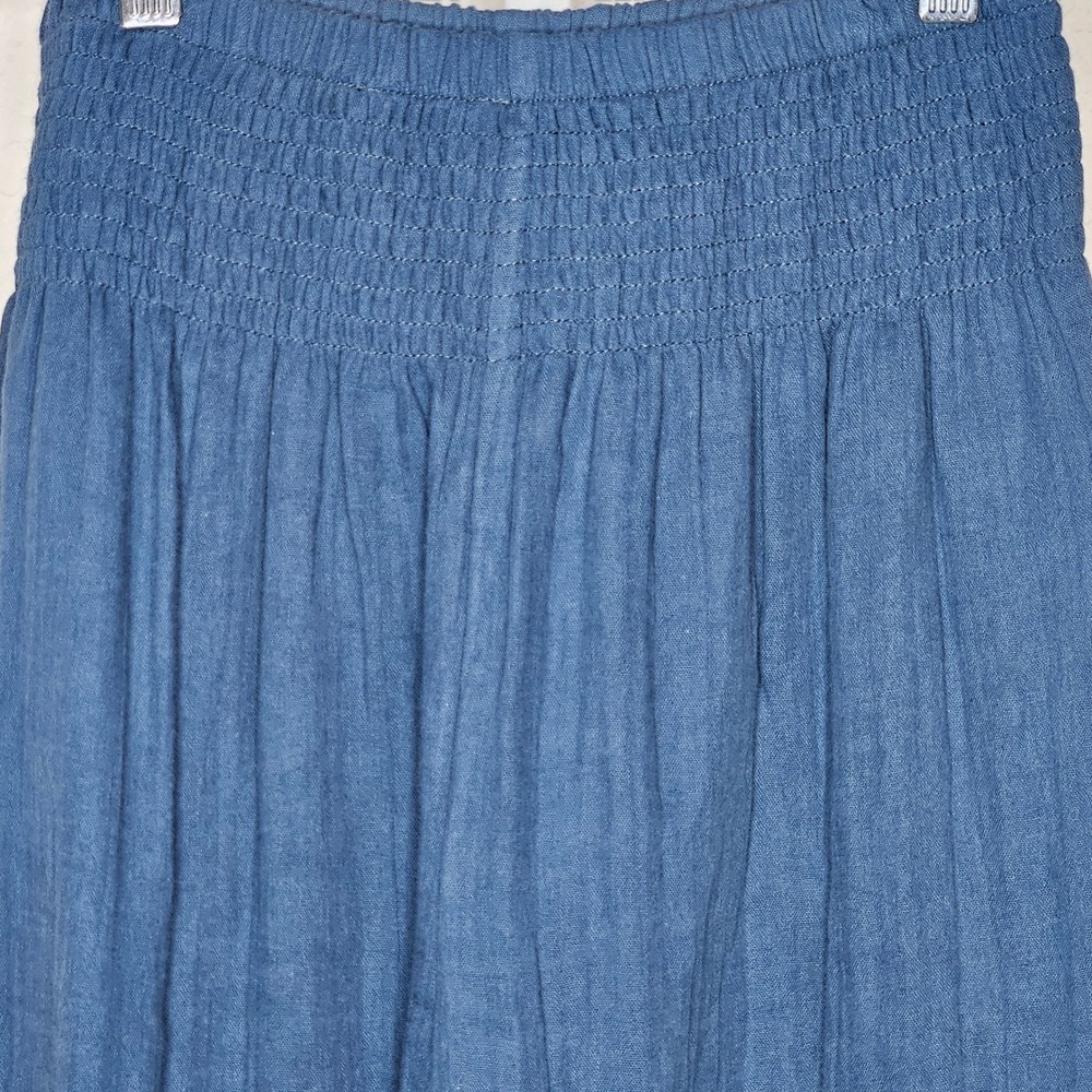 Lotus & Luna Womens Deep Teal Cotton Gauze Smocked Wide Leg Pants Small NWT - Picture 2 of 6